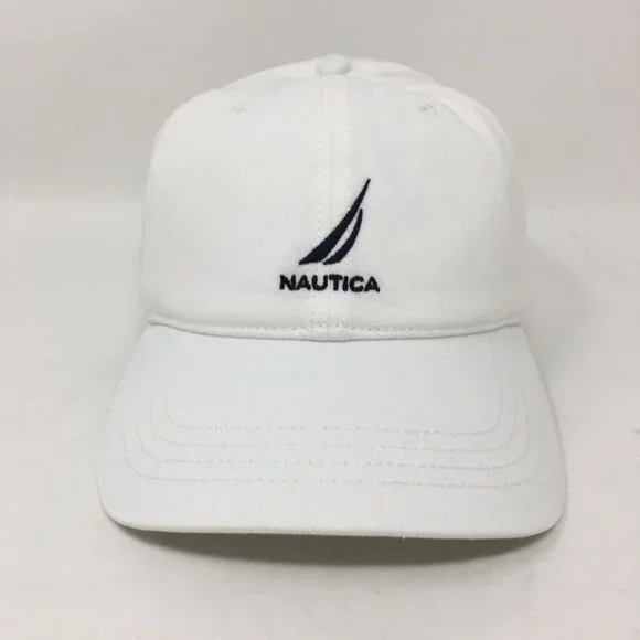 Nautica Mens Baseball Cap White /Dark Navy Strapback 6 Panel Lined Cotton OS New - Picture 4 of 9